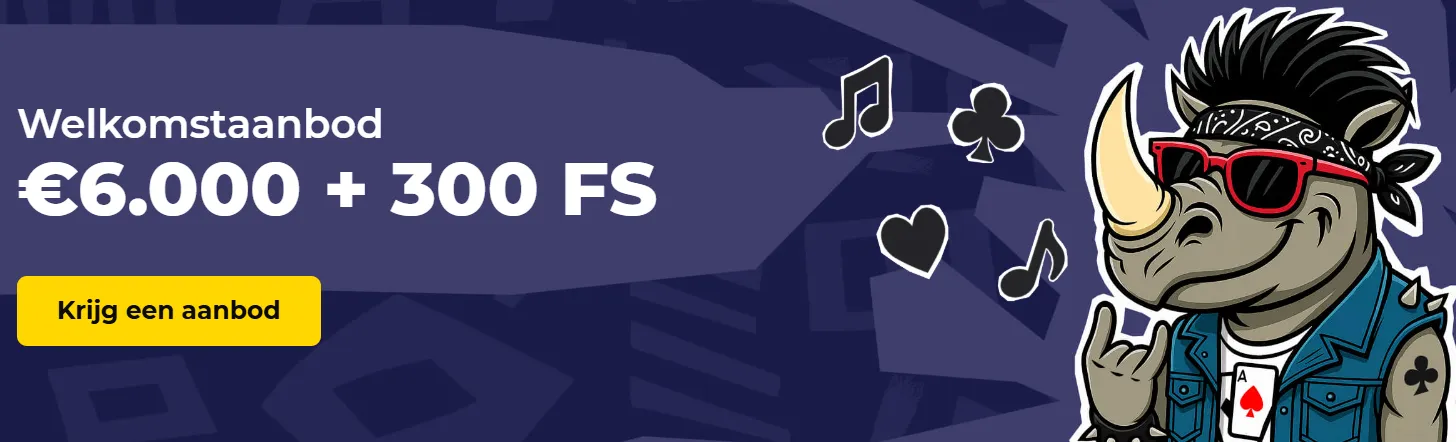 Spinorhino Casino online banner met bonussen en spellen