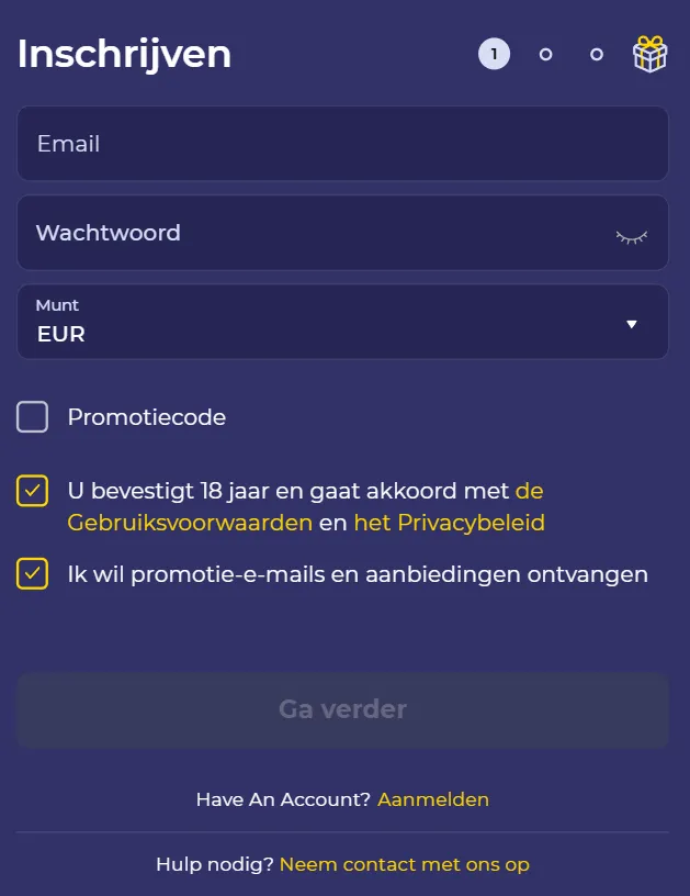 Registratie bij Spinorhino Casino stap voor stap
