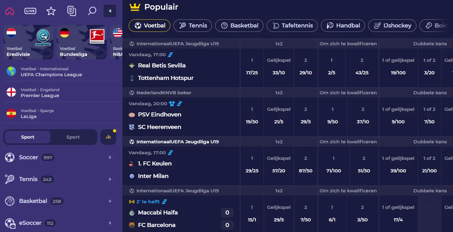 Sportweddenschappen bij Spinorhino Casino